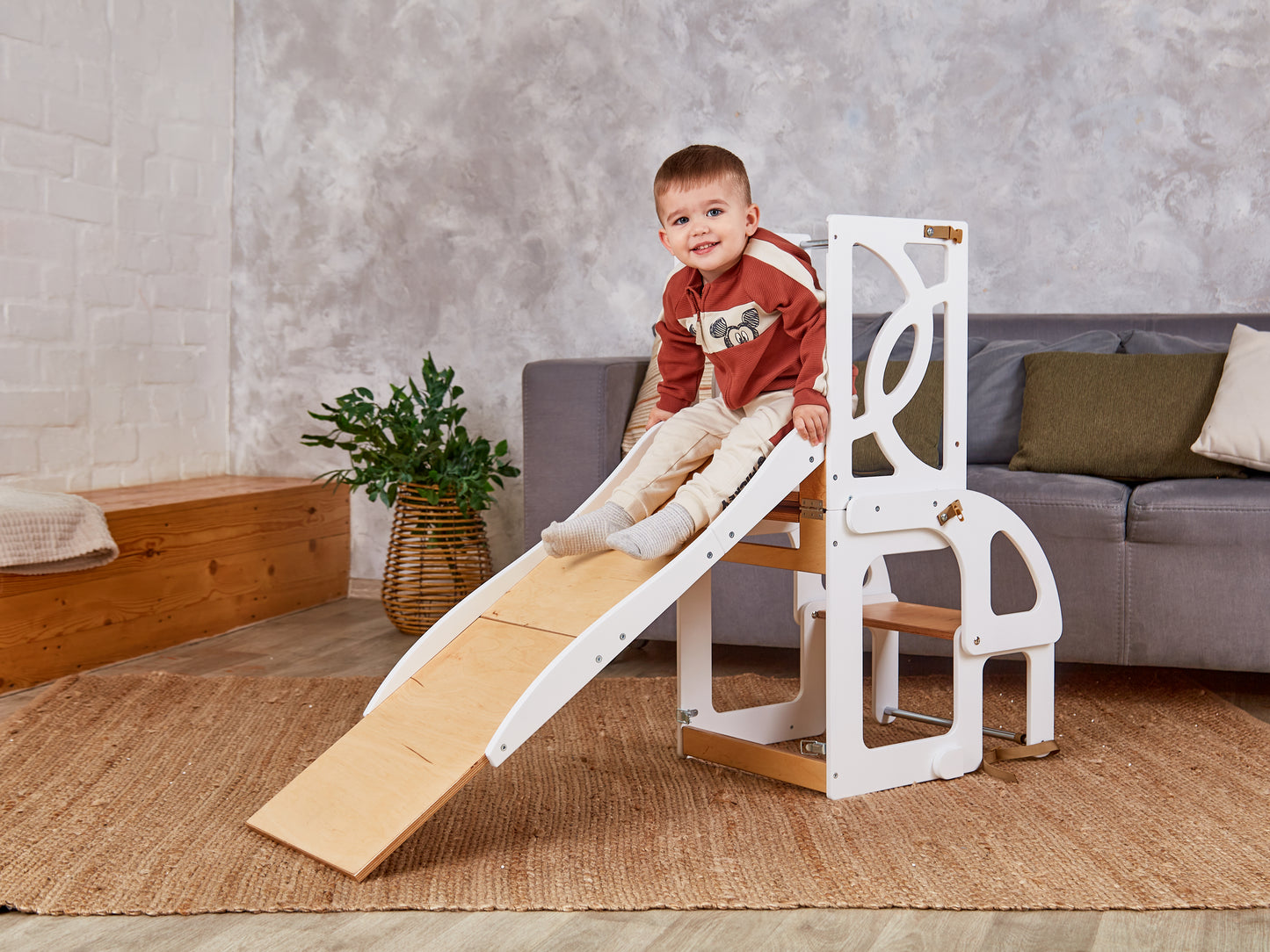 Red Step stool Learning toddler tower lernturn Kitchen helper Stool Helper Tower Children step stool Wooden step stool Toddler kitchen tower
