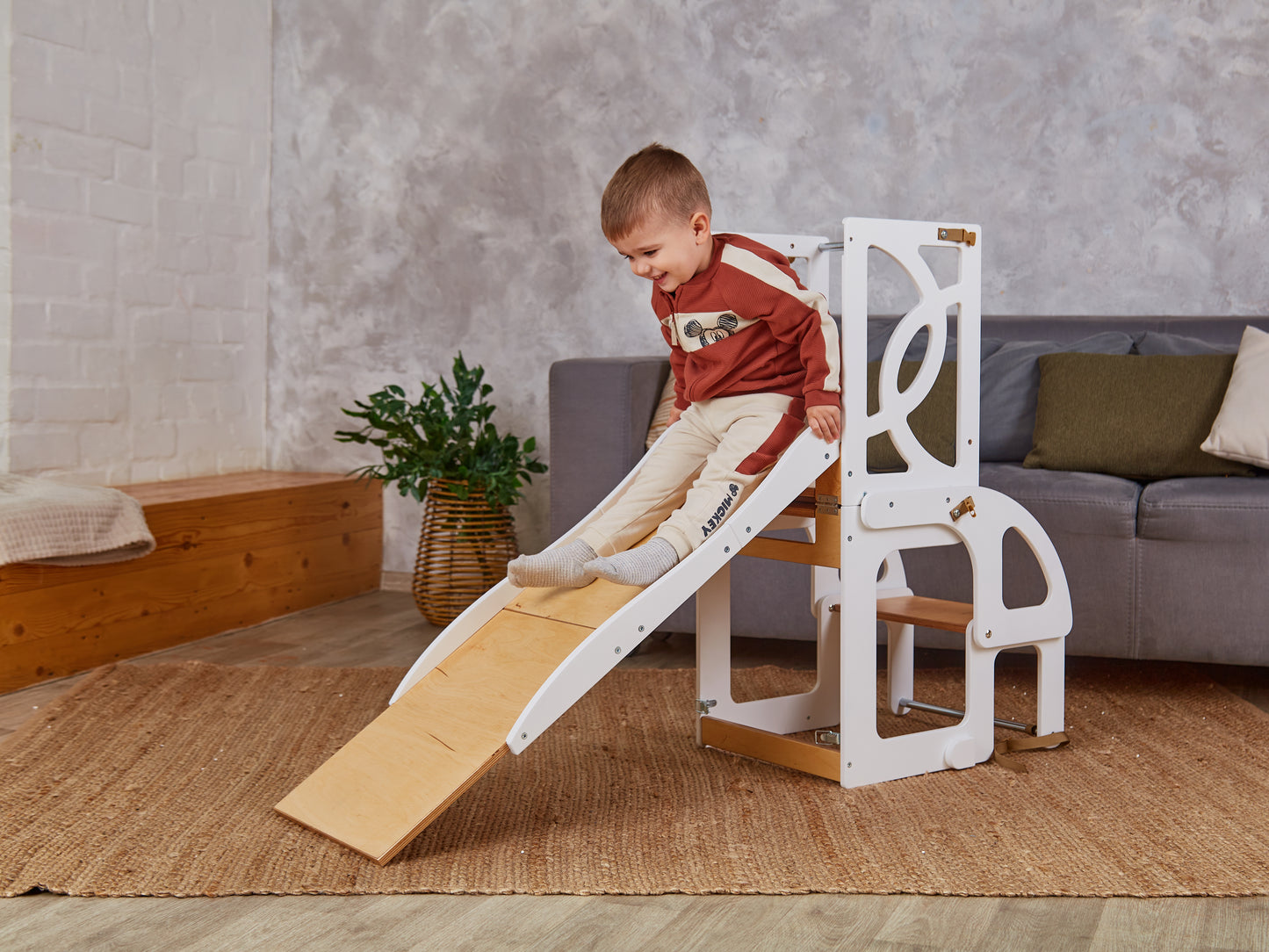 White Step stool with back Learning toddler tower table Kitchen helper stool Wooden step stool Kitchen stool Toddler tower Montessori stool
