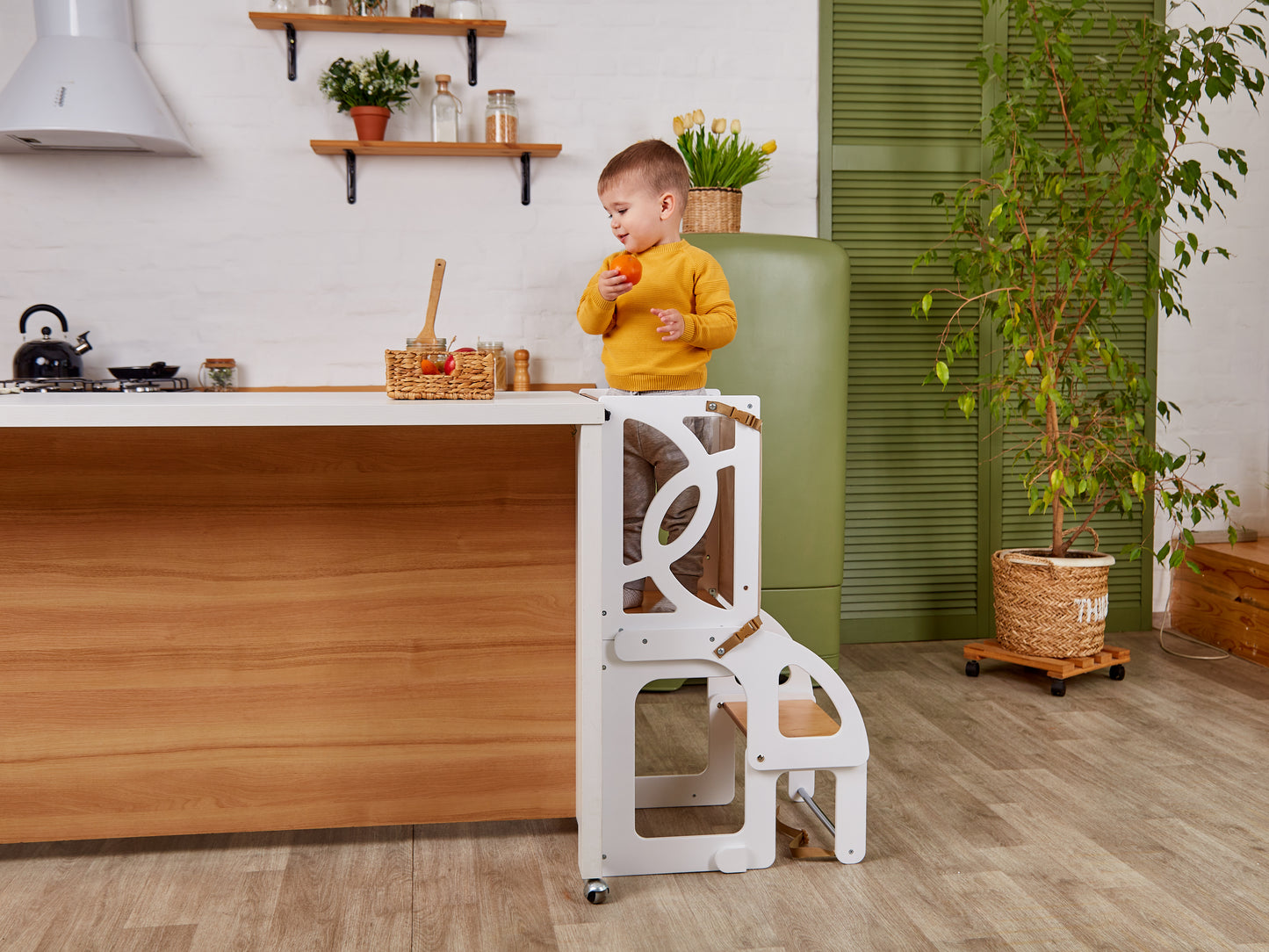 Convertible toddler tower WITH SLIDE and Seatback, Double learning toddler tower