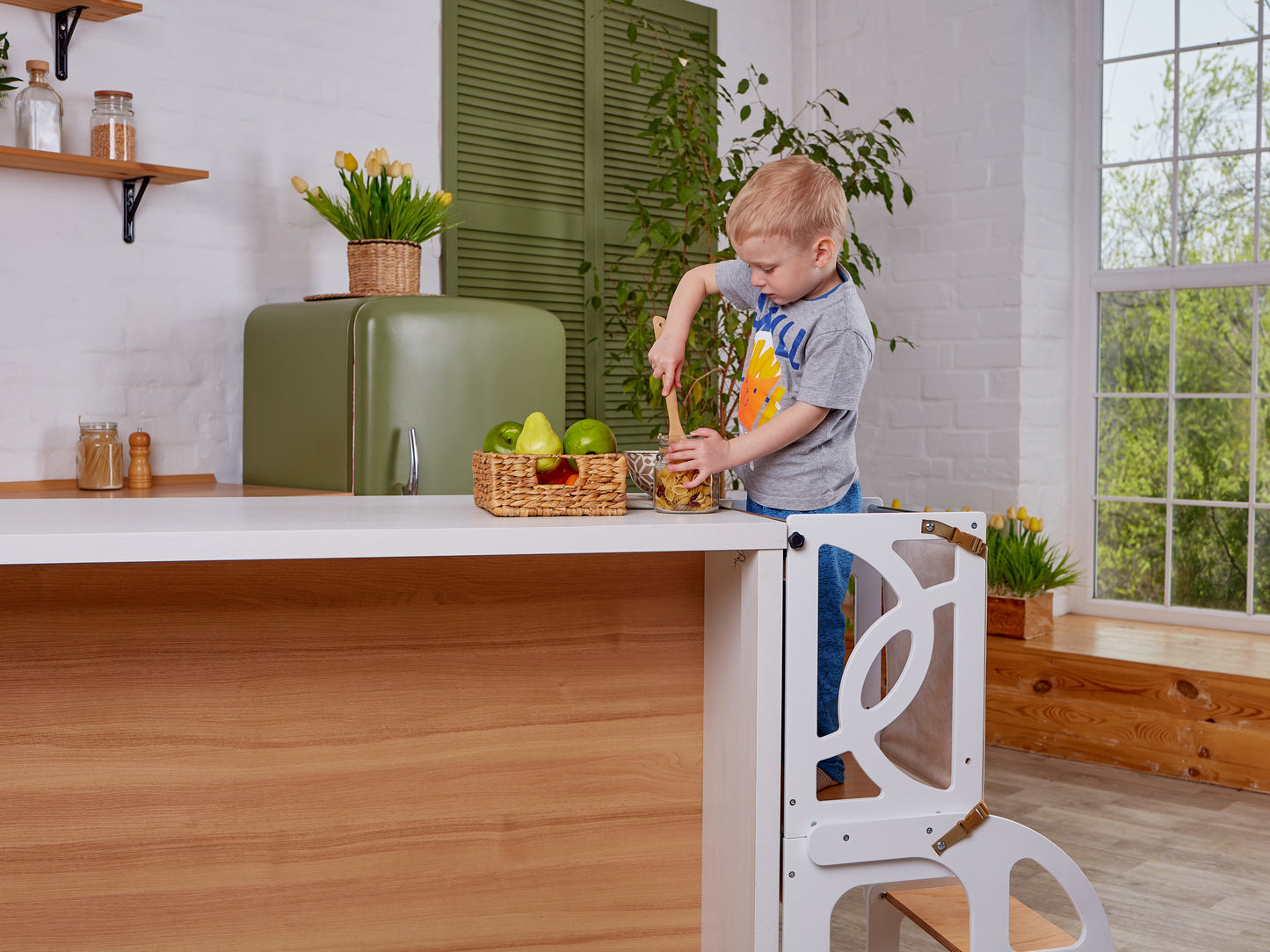 Red Step stool Learning toddler tower lernturn Kitchen helper Stool Helper Tower Children step stool Wooden step stool Toddler kitchen tower