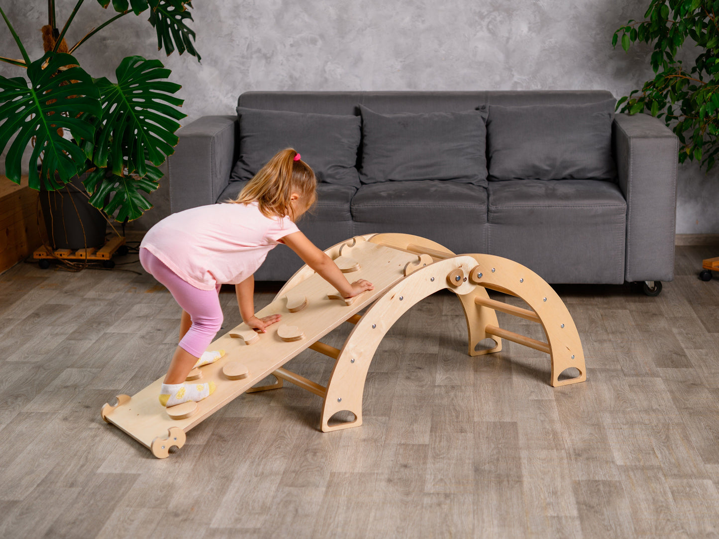 Two-sided rock ramp for Climbambino foldable arch, climbing triangle or Climber