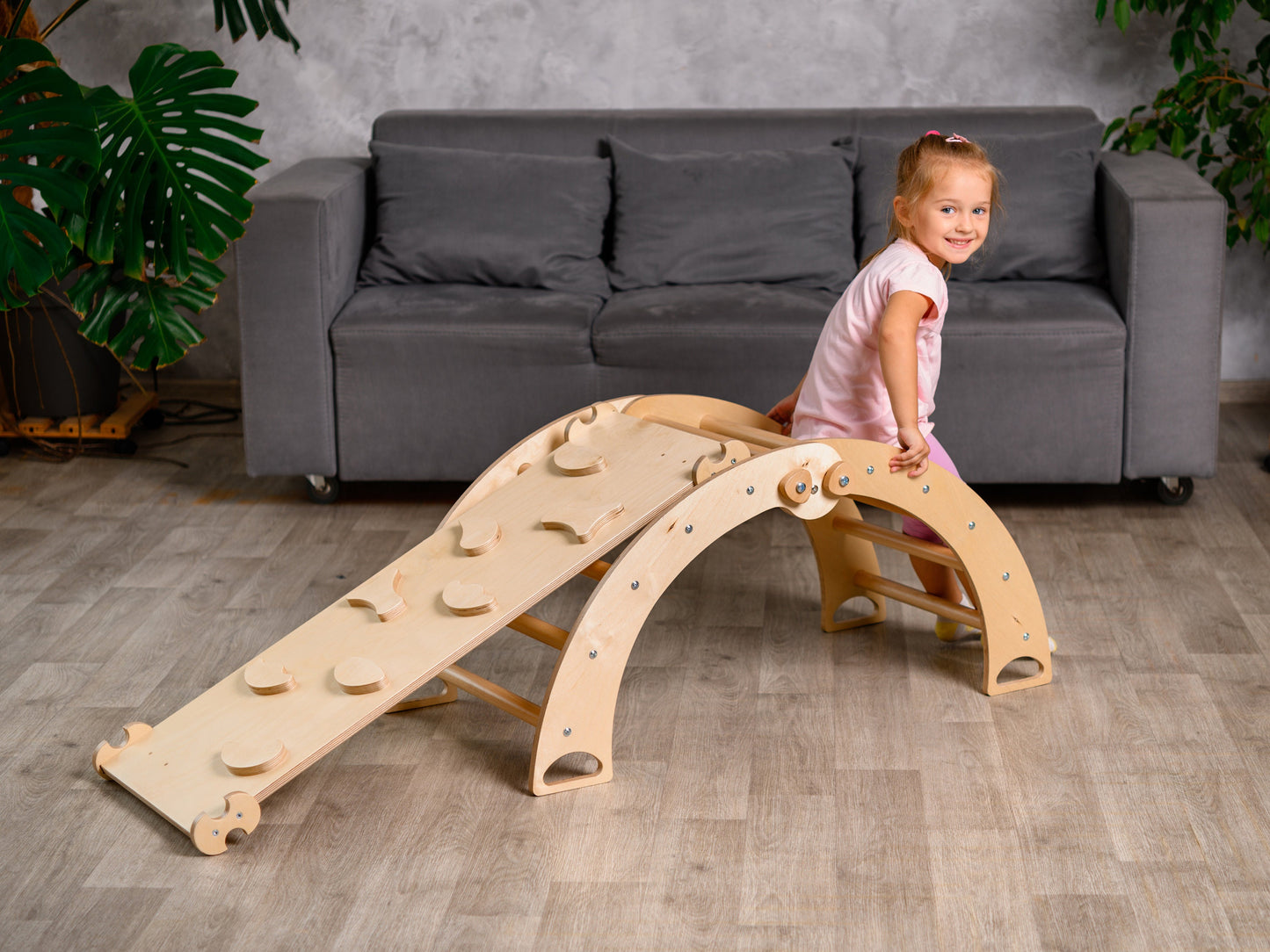 Foldable climbing Arch with mattress, Rock Ramp and slide