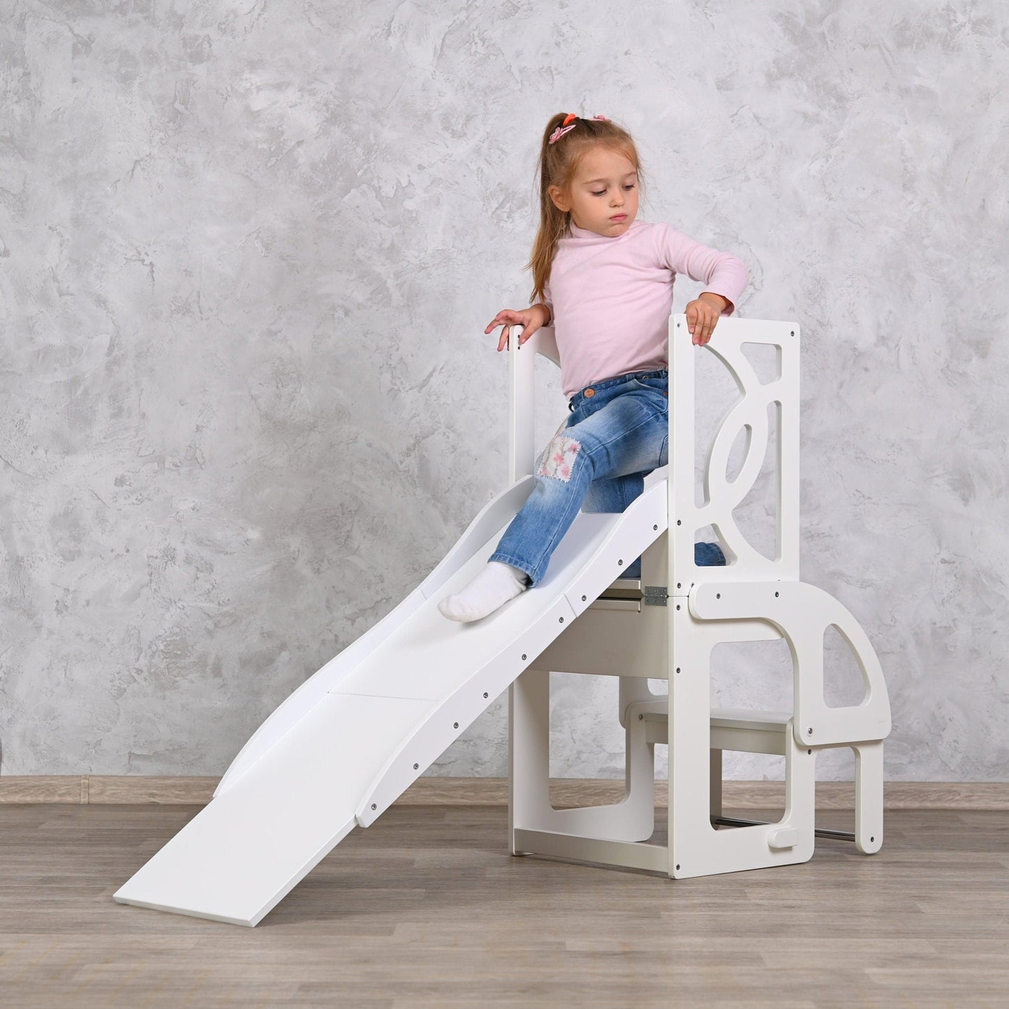 Learning helper tower table chair WITH A BACK!, montessori learning toddler tower