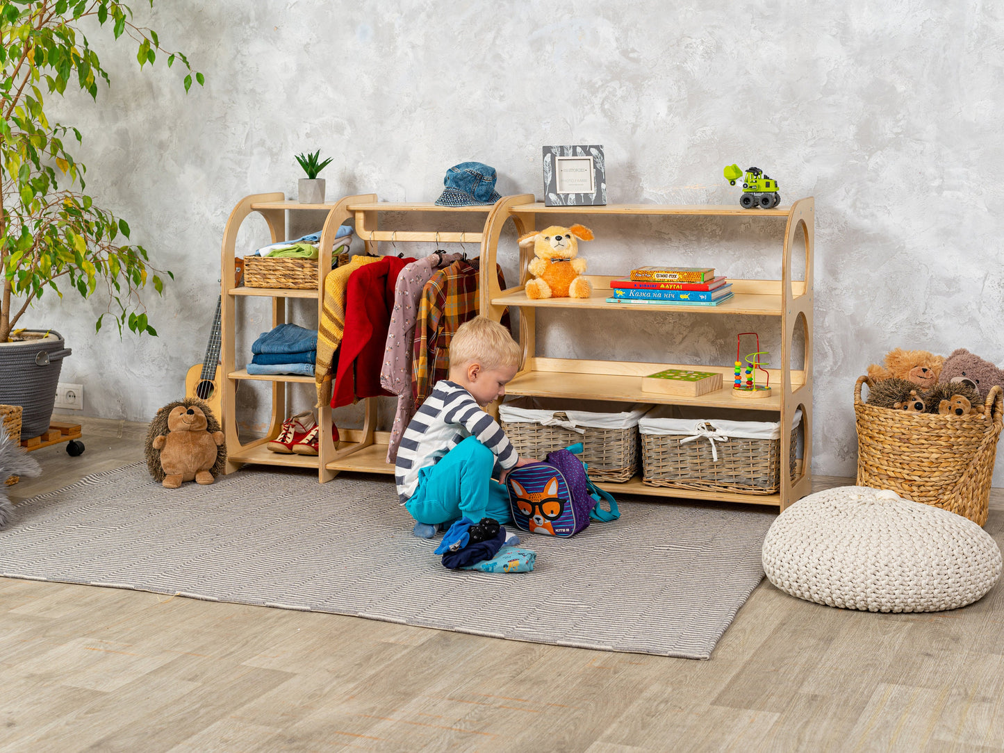 Montessori clothing rack, Children wardrobe