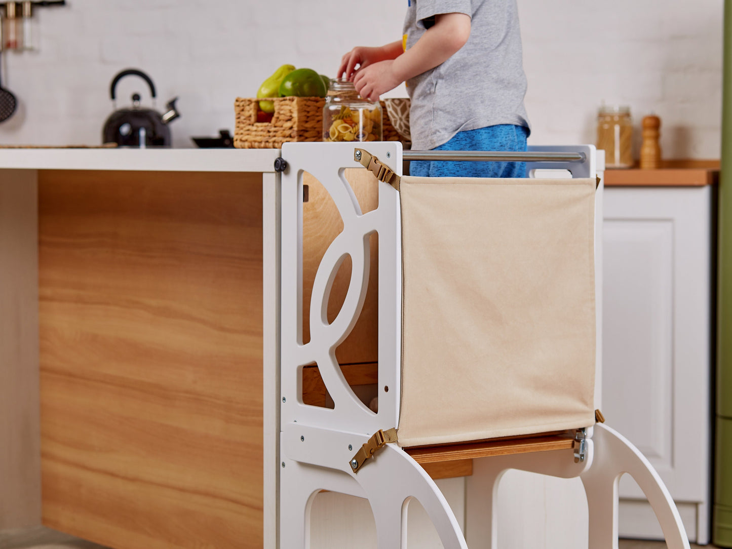 Kitchen tower toddler table 7 in 1 convertible learning kitchen step stool help tower Montessori desk & Paper roll, toddler standing tower