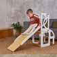 Natural  toddler tower convertible with BACK and slide, double helper tower