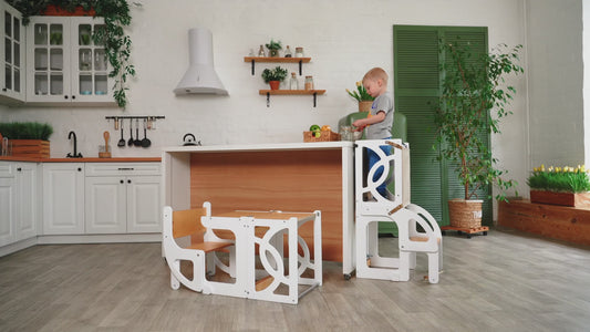 Kitchen helper stool - Table & Chair with seatback, learning toddler tower