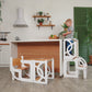 Natural Convertible learning toddler tower & table WITH BACK and slide, toddler kitchen helper stool