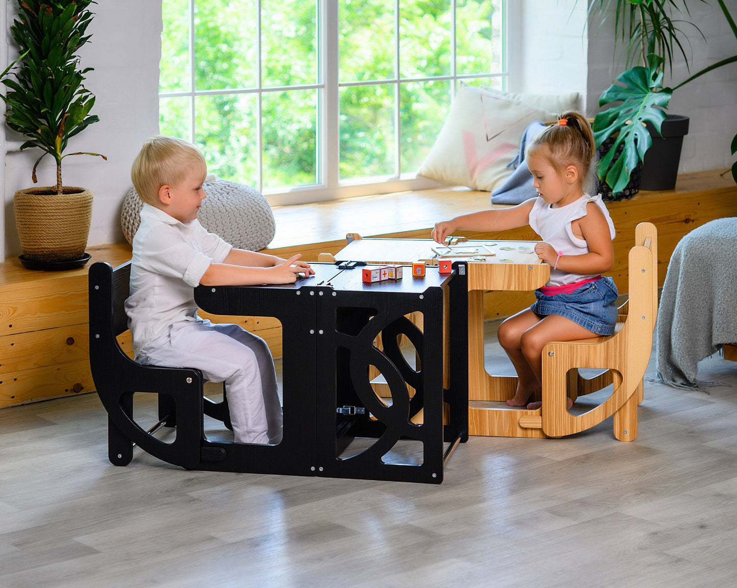 Convertible learning toddler tower table 2 in 1, kitchen helper stool - Climbambino