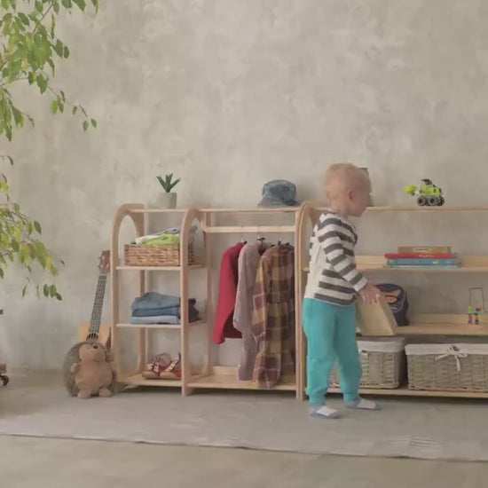Montessori shelf, 4 tier toddler wood shelf