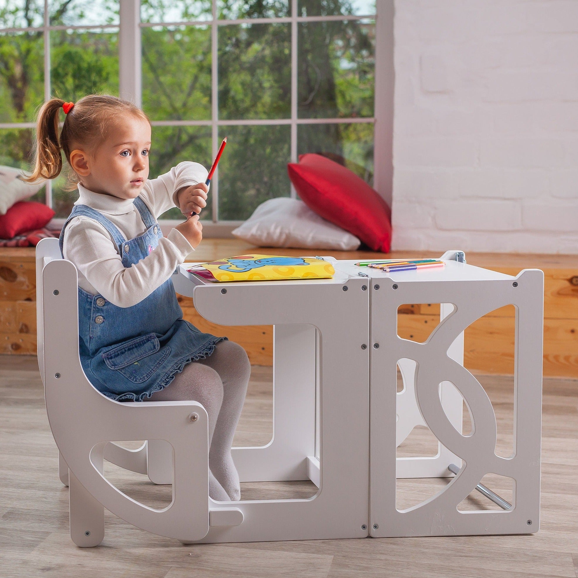 Montessori learning stool Table Chair learning toddler tower