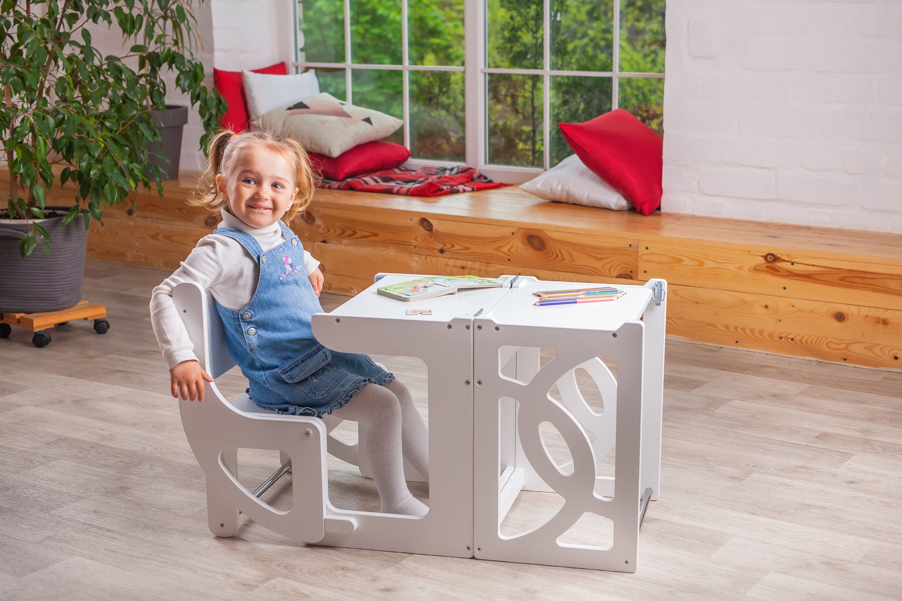 Learning helper tower table 2 in 1 kitchen helper stool