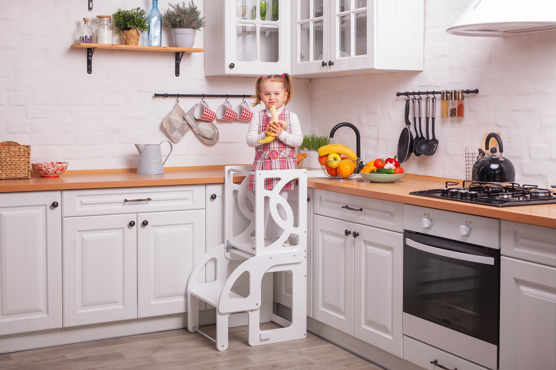 Convertible learning toddler tower & table with a back, toddler kitchen tower