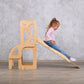 Natural Convertible learning toddler tower & table WITH BACK, montessori learning tower