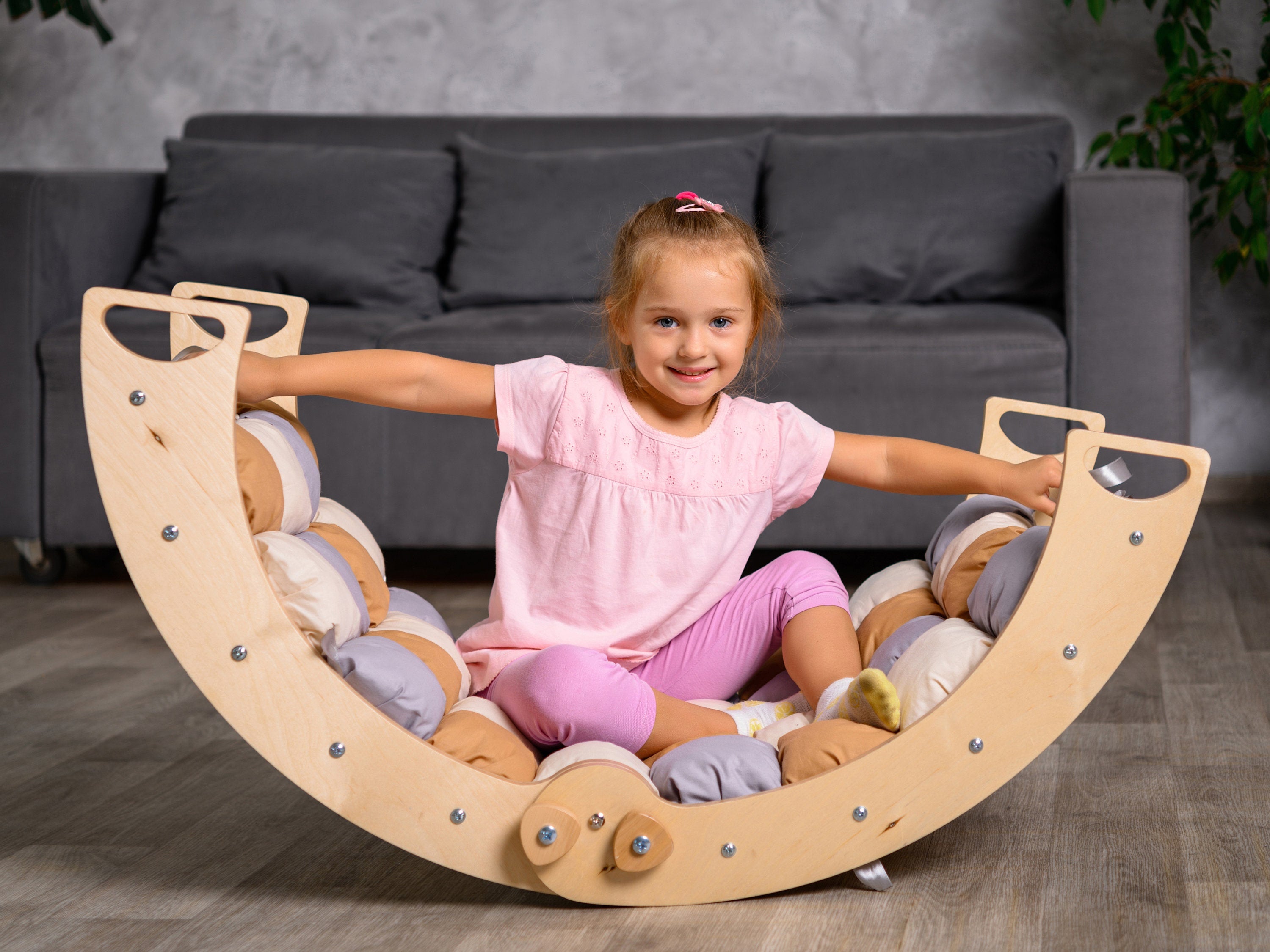 Arch Rocking Chair Climbing Arch/Rocker with pillow, Rock Ramp and slide | Climbambino