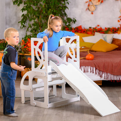 Double toddler tower convertible, twin learning helper tower