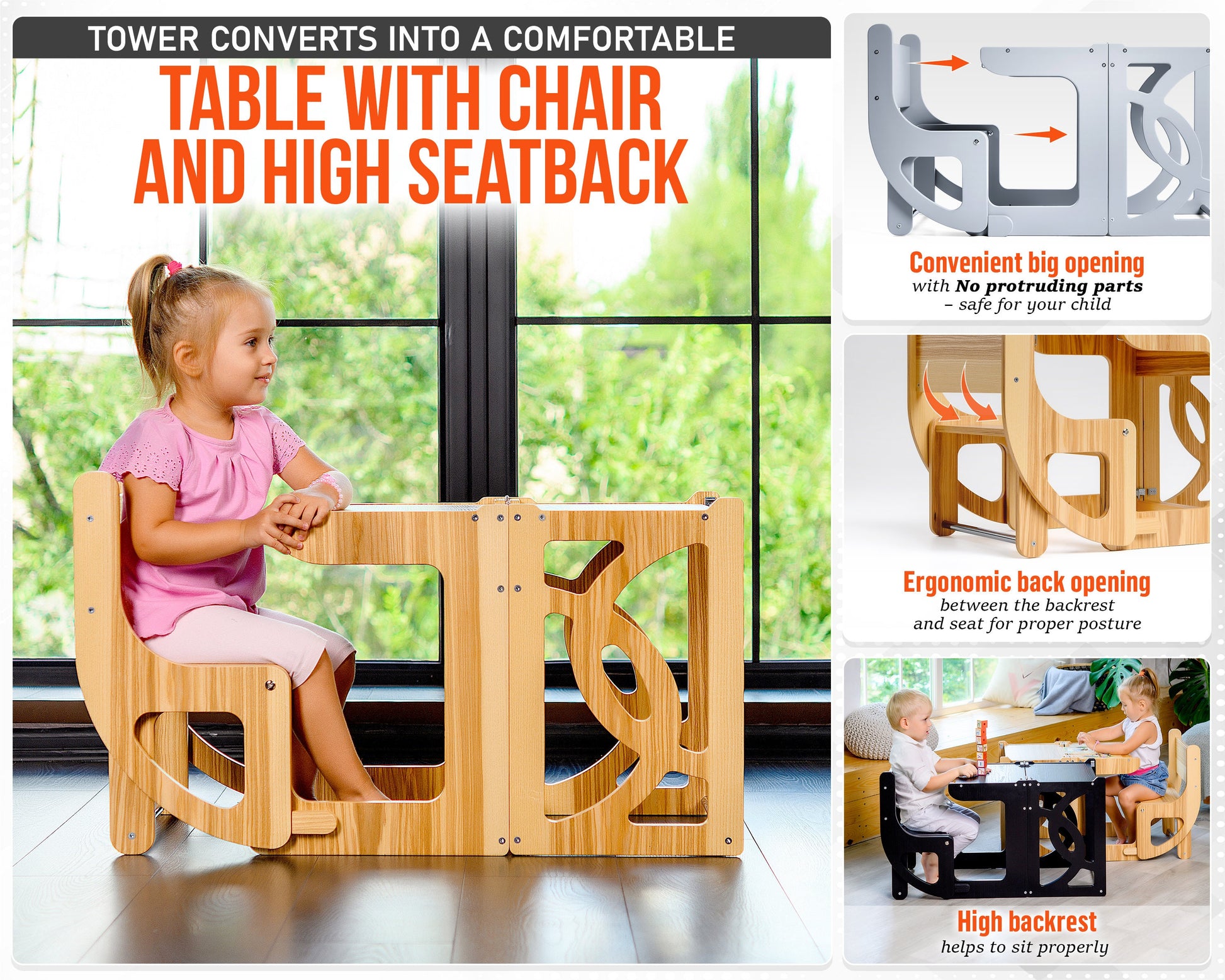 Red Step stool Learning toddler tower lernturn Kitchen helper Stool Helper Tower Children step stool Wooden step stool Toddler kitchen tower