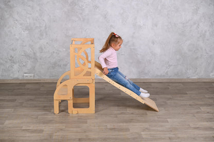 Black Convertible learning helper tower & table, montessori learning stool
