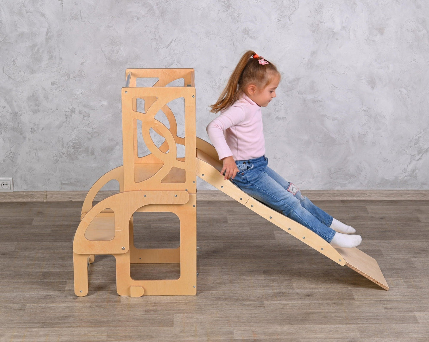 Convertible learning tower with seatback and slide, Twins learning toddler tower - Climbambino