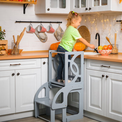 Gray Convertible learning toddler tower & table WITH BACK - listing for Kayan