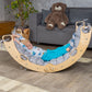 Large climbing arch with pillow, foldable montessori rocker with rock ramp and arch rocker cushion
