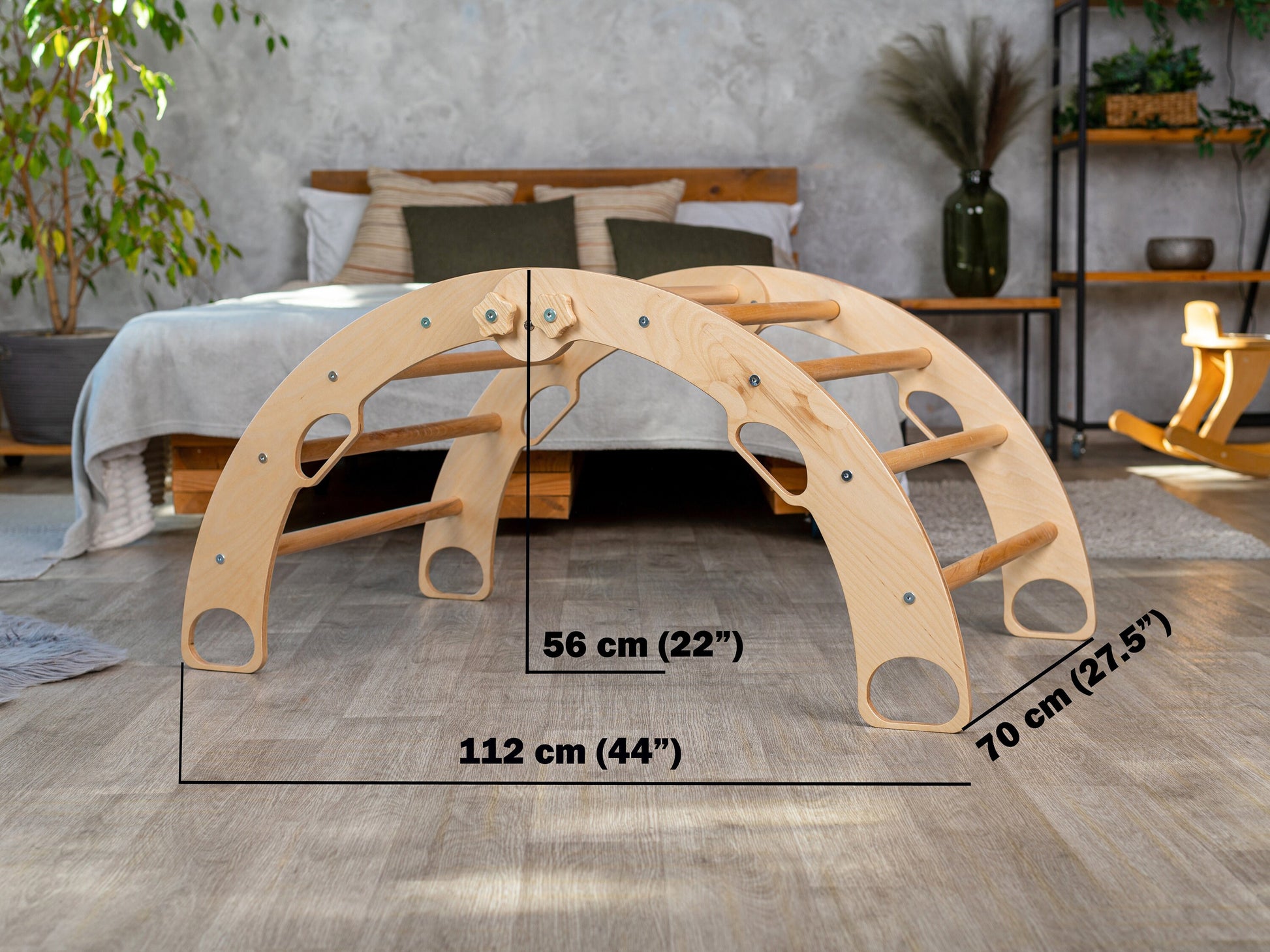 Foldable montessori climbing arch with pillow, rock ramp and slide