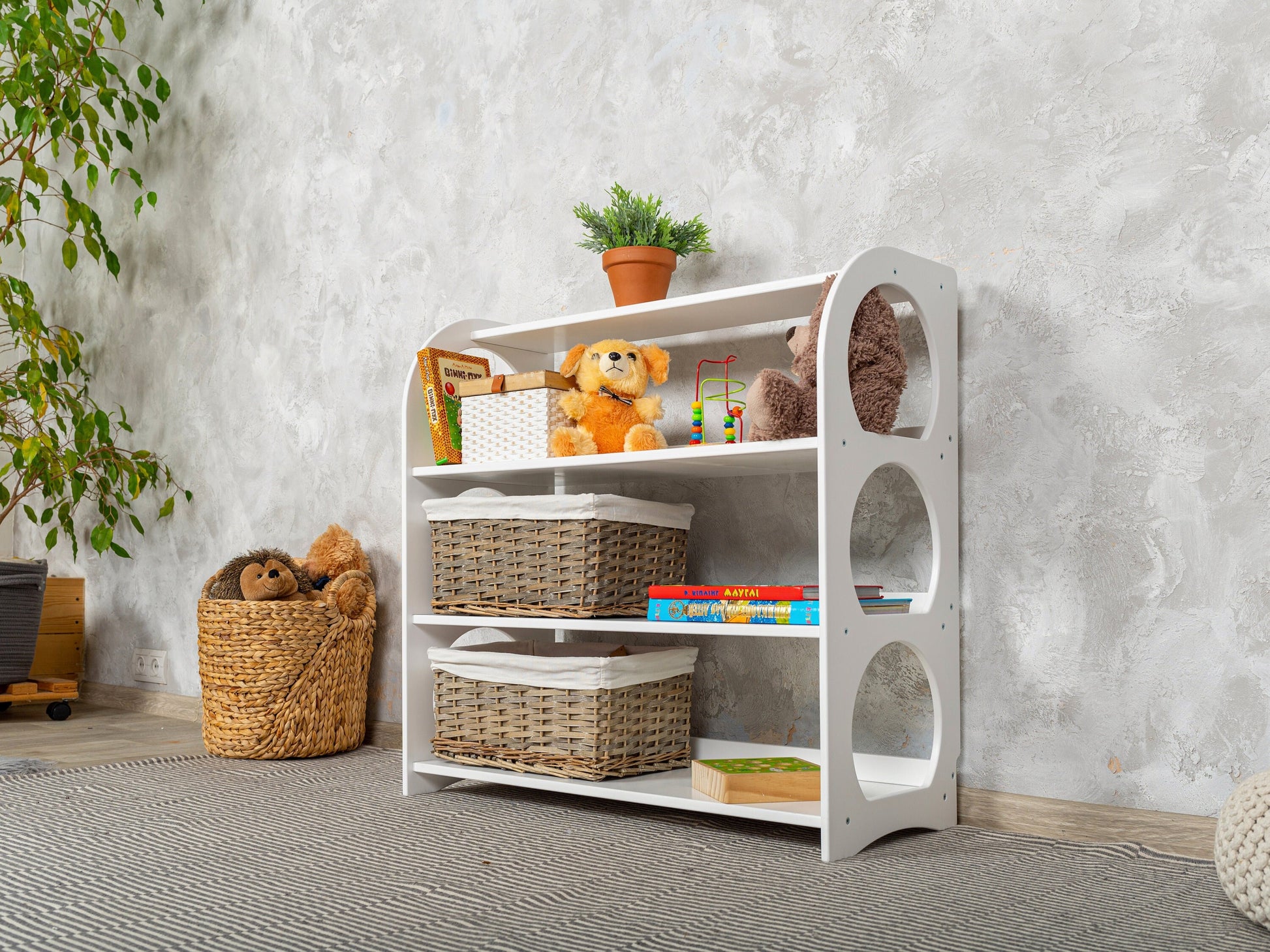 Montessori shelf, 4 tier toddler wood shelf