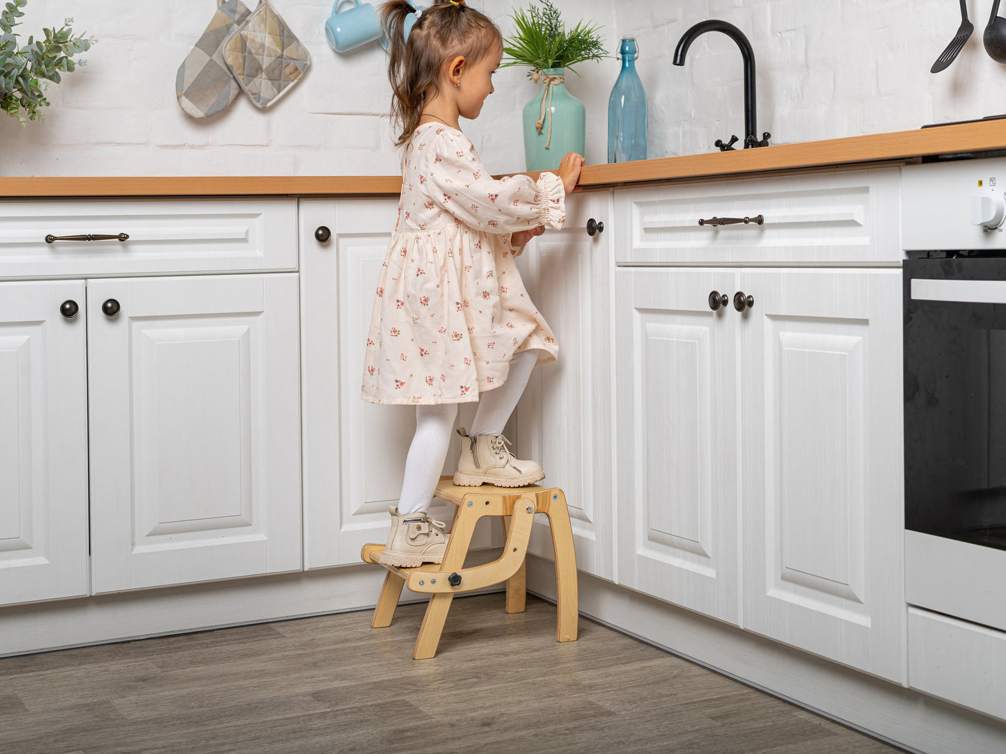 Toddler step stool & chair 2in1, toddler chair with back