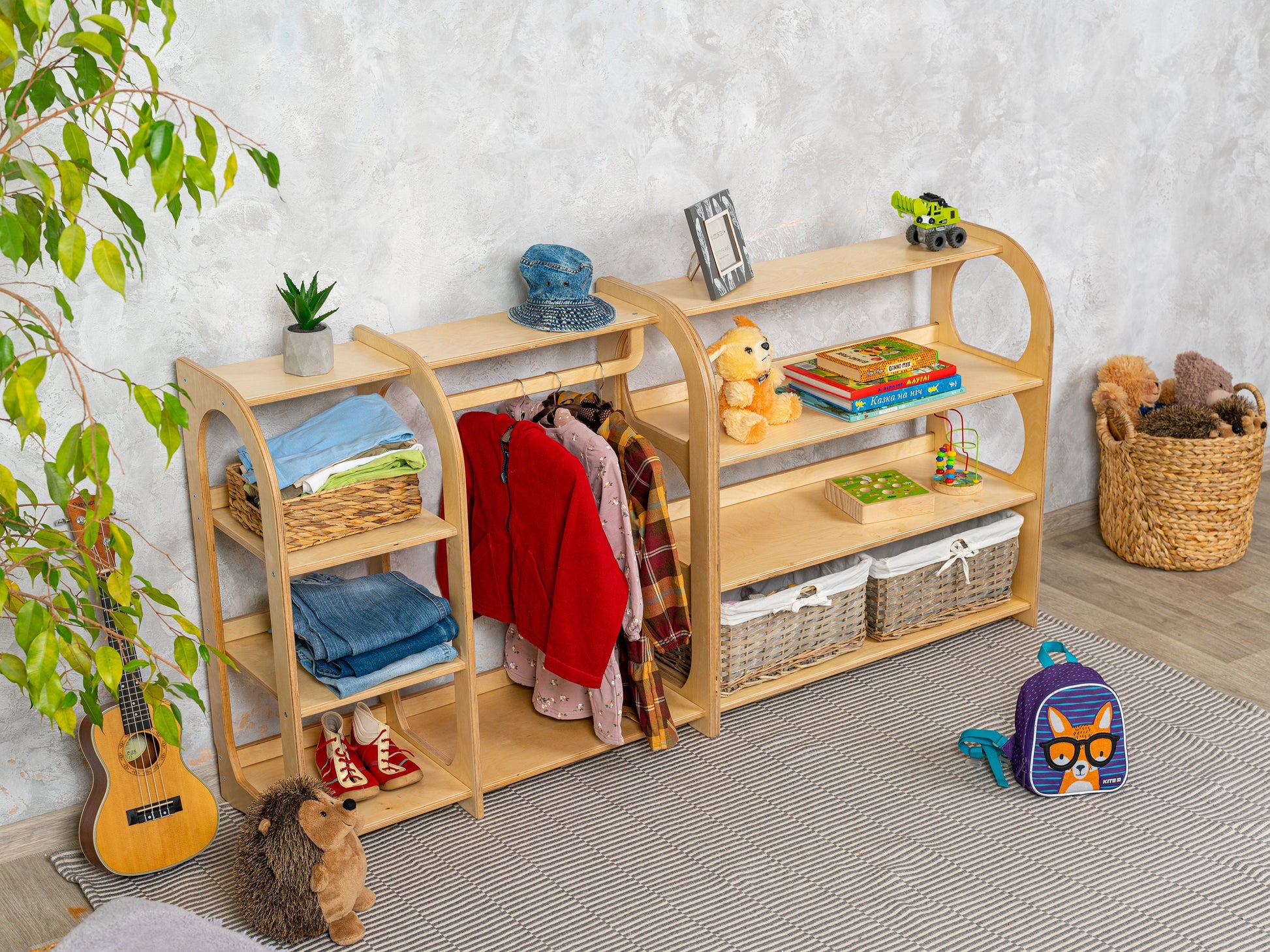 Montessori Clothing Rack With Shelf Personalized Kids -  in 2023