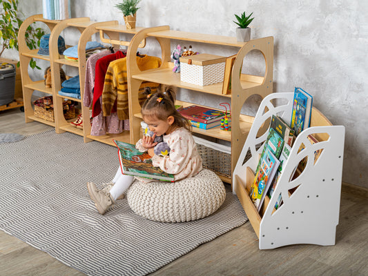Kids furniture set Open montessori shelf Montessori bookshelf, children Wardrobe