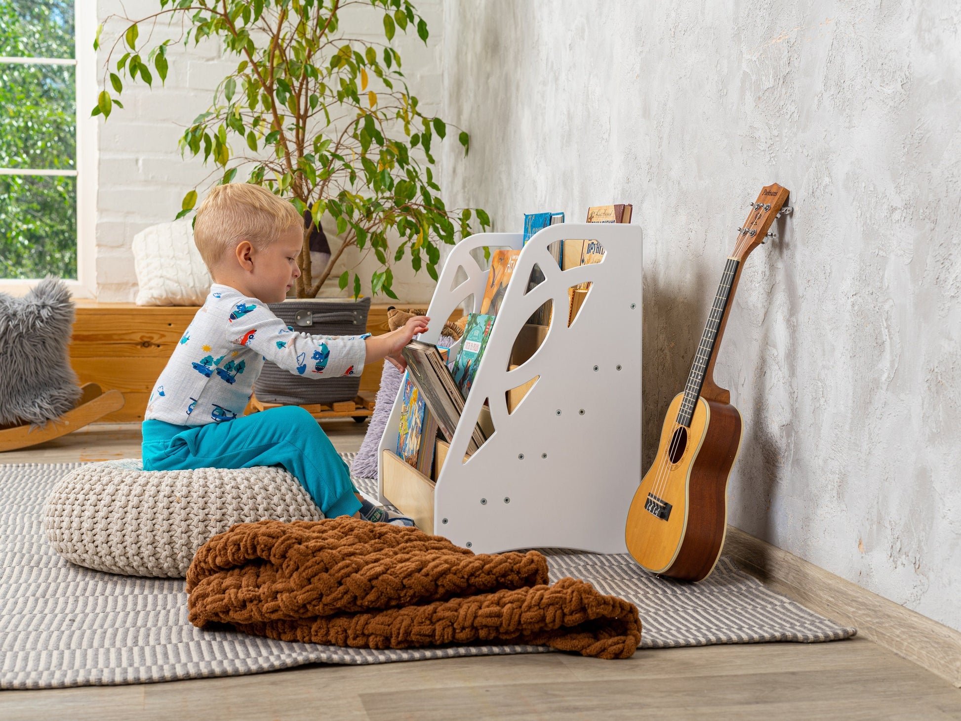 Large Montessori Bookshelf, toddler bookcase
