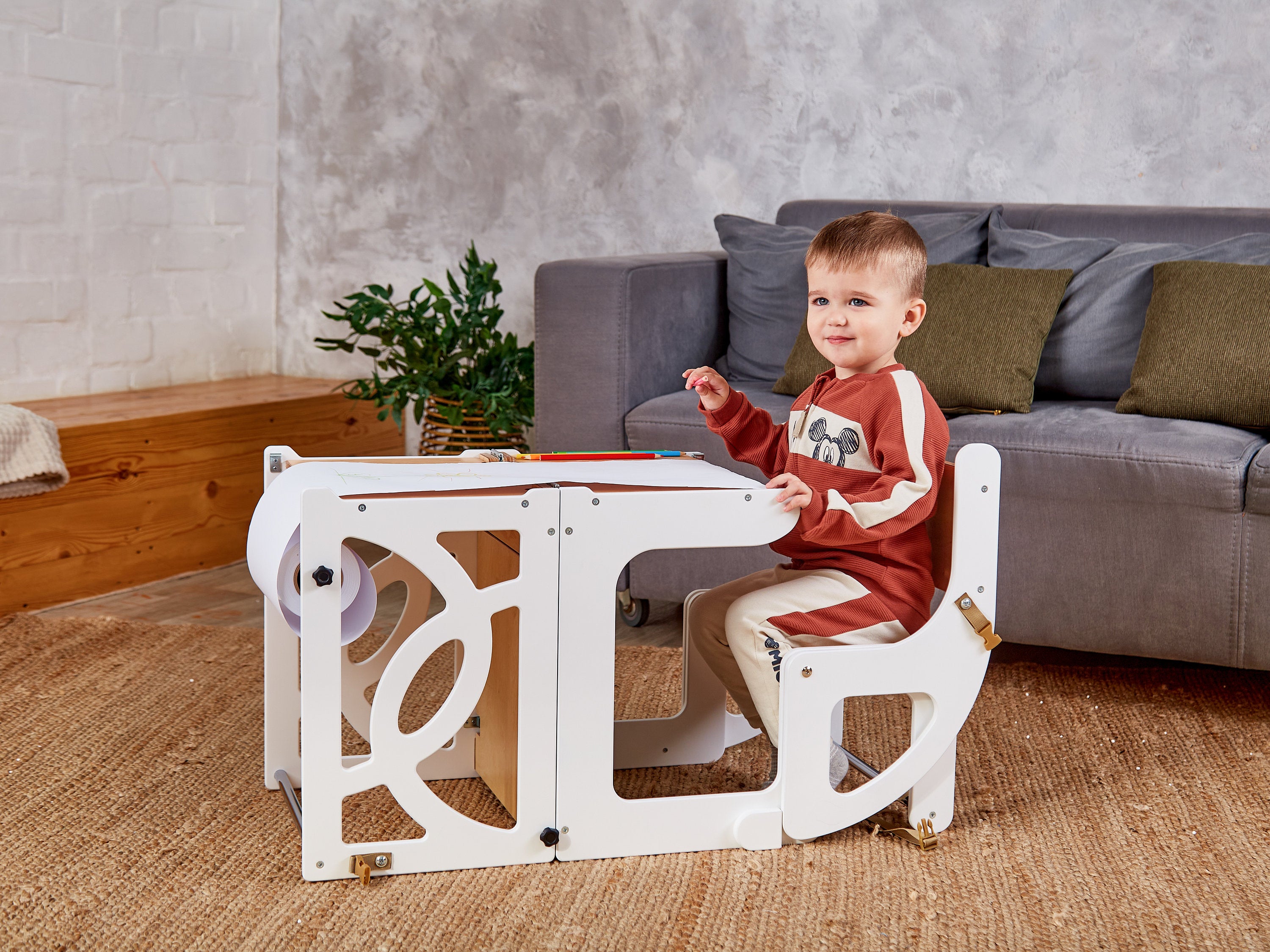 Convertible toddler tower table 7 in 1 with Seatback toddler